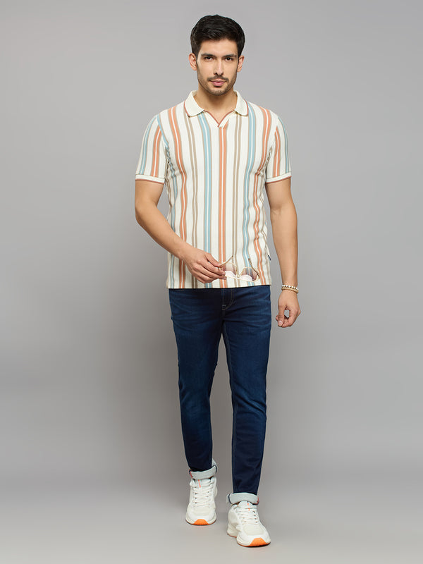 Men's Rust Printed Slim Fit T-Shirts