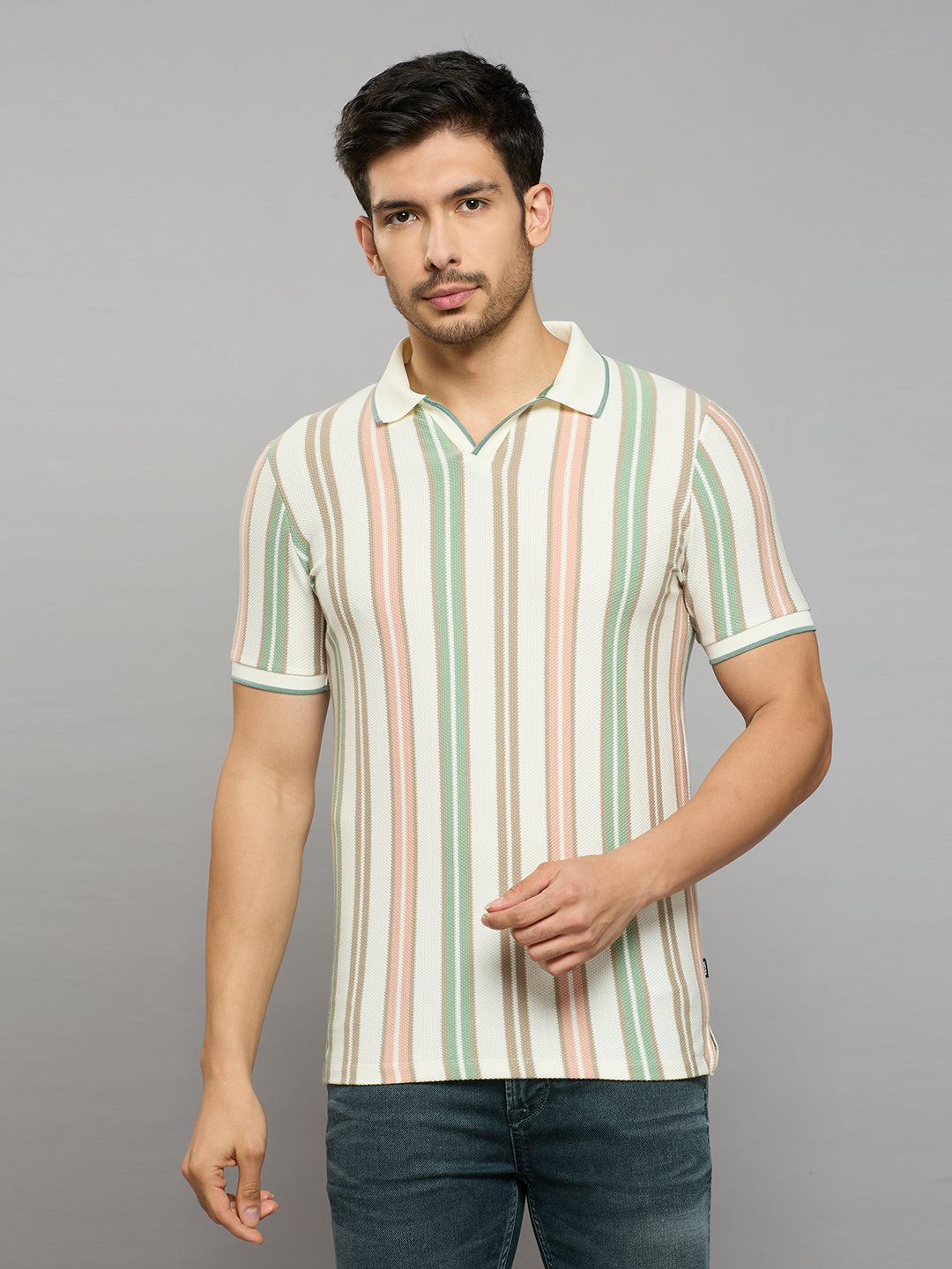 Men's Green Printed Slim Fit T-Shirts