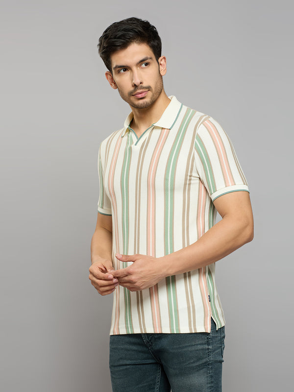 Men's Green Printed Slim Fit T-Shirts