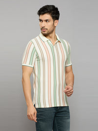 Men's Green Printed Slim Fit T-Shirts