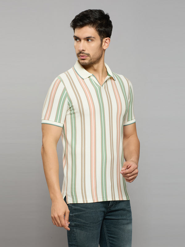 Men's Green Printed Slim Fit T-Shirts
