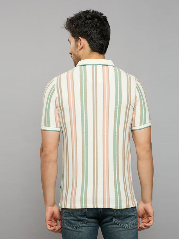 Men's Green Printed Slim Fit T-Shirts