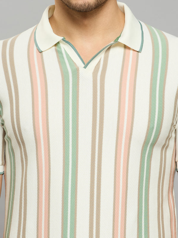 Men's Green Printed Slim Fit T-Shirts