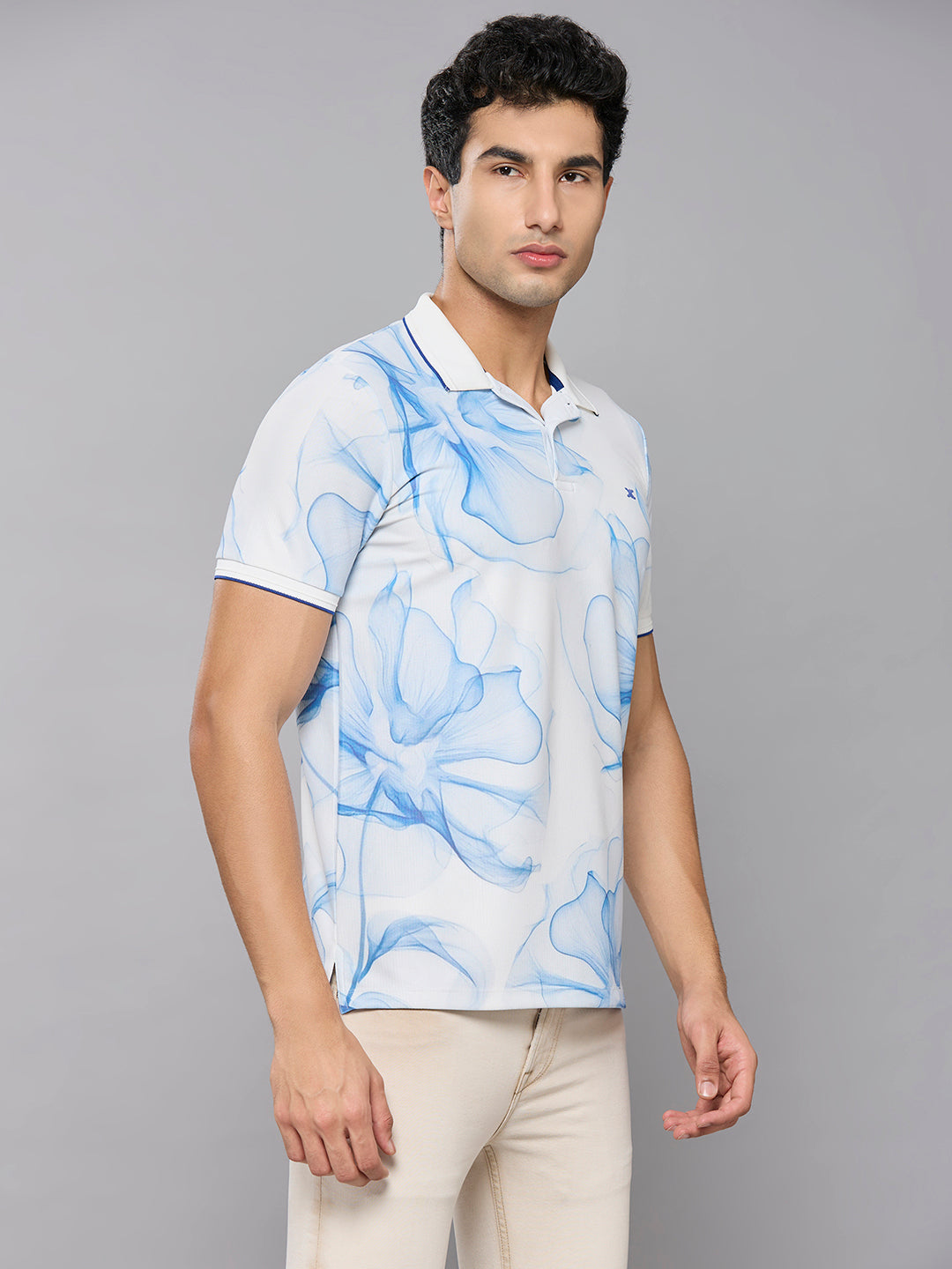 Men's White Printed Slim Fit T-Shirts