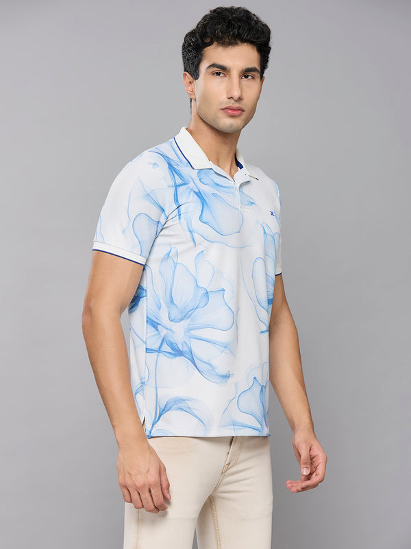 Men's White Printed Slim Fit T-Shirts