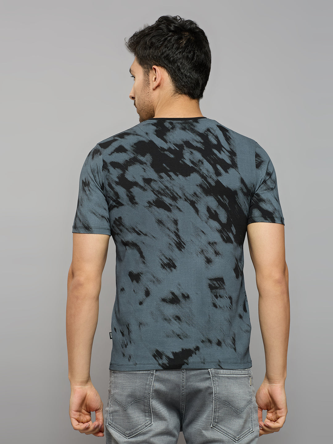 Men's Black Printed Slim Fit T-Shirts
