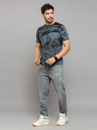 Men's Black Printed Slim Fit T-Shirts