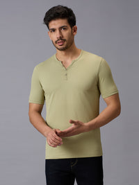Men's Green Printed Slim Fit T-Shirts