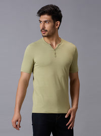 Men's Green Printed Slim Fit T-Shirts