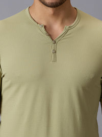 Men's Green Printed Slim Fit T-Shirts