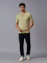 Men's Green Printed Slim Fit T-Shirts