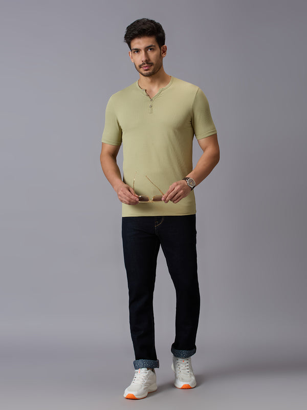 Men's Green Printed Slim Fit T-Shirts