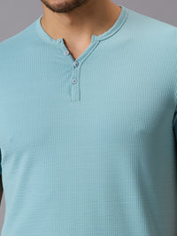 Men's Blue Printed Slim Fit T-Shirts