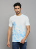 Men's Blue Printed Slim Fit T-Shirts