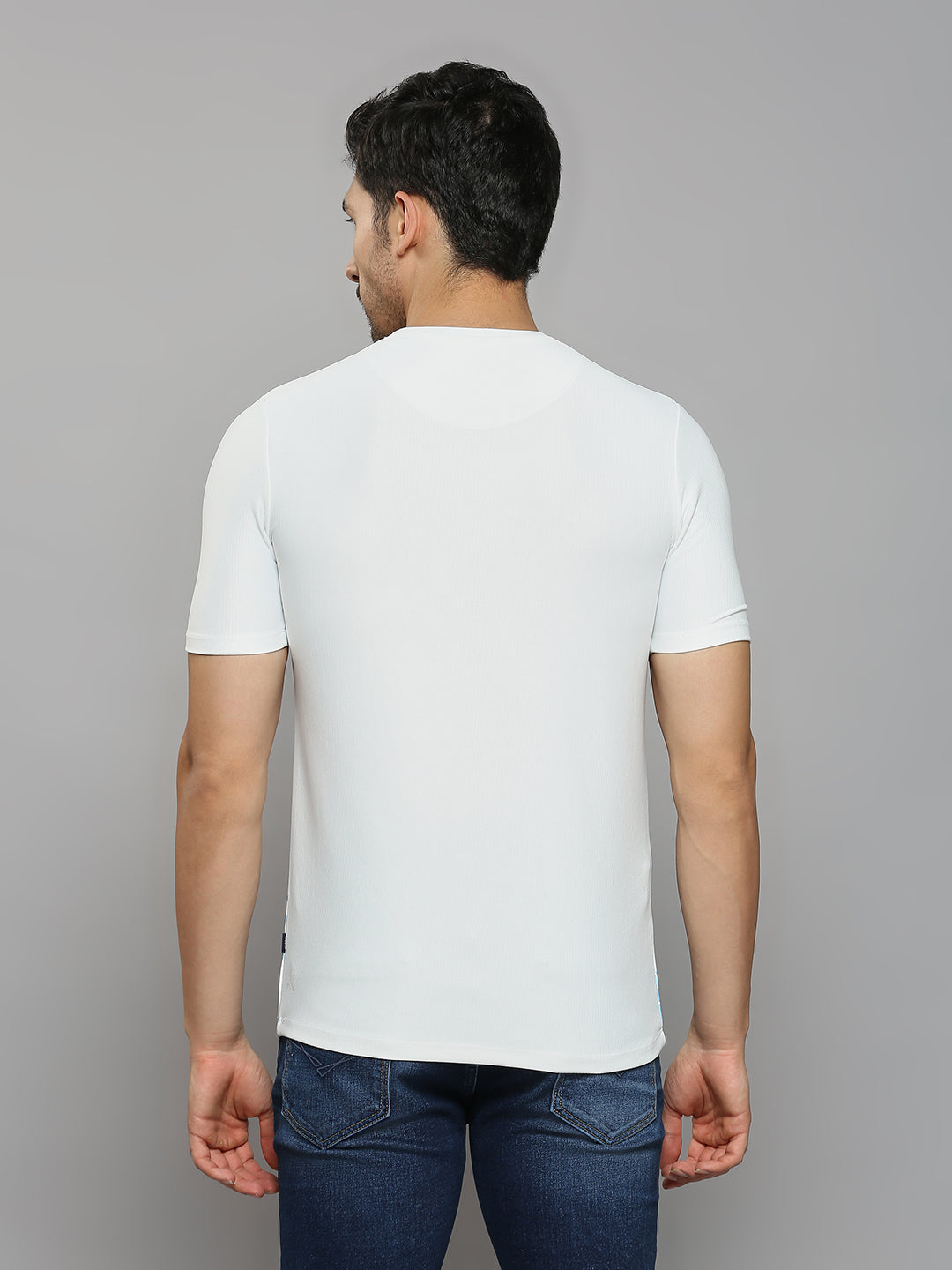 Men's Blue Printed Slim Fit T-Shirts