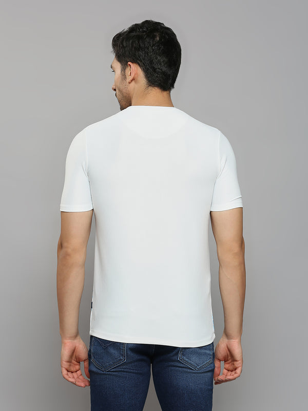 Men's Blue Printed Slim Fit T-Shirts