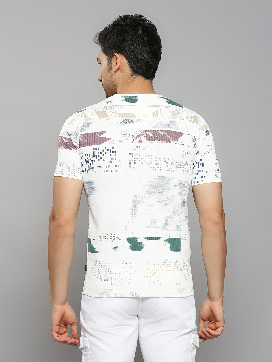 Men's White Printed Slim Fit T-Shirts