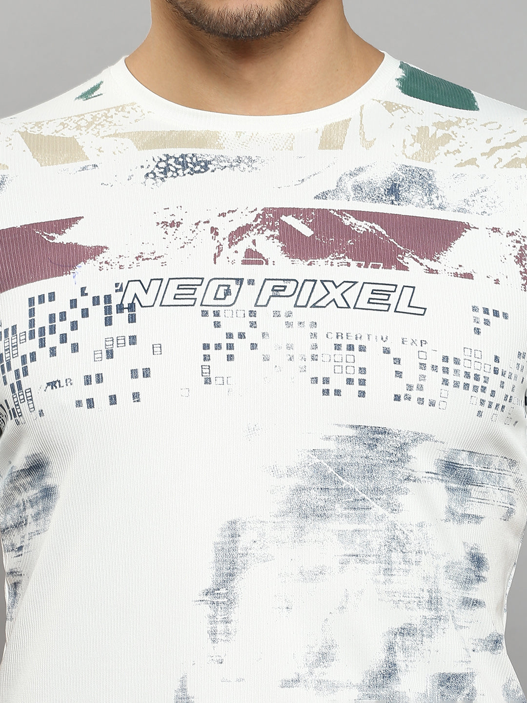 Men's White Printed Slim Fit T-Shirts