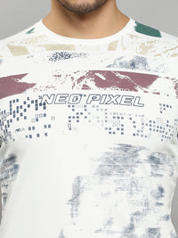 Men's White Printed Slim Fit T-Shirts