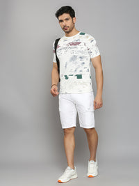 Men's White Printed Slim Fit T-Shirts