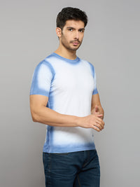 Men's Blue Printed Slim Fit T-Shirts