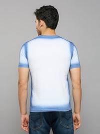 Men's Blue Printed Slim Fit T-Shirts