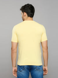 Men's Yellow Printed Slim Fit T-Shirts