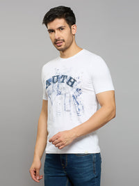Men's White Printed Slim Fit T-Shirts