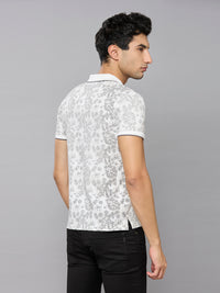 Men's White Printed Slim Fit T-Shirts
