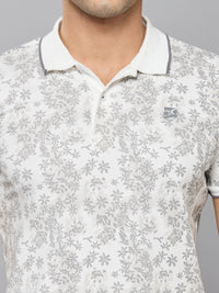 Men's White Printed Slim Fit T-Shirts