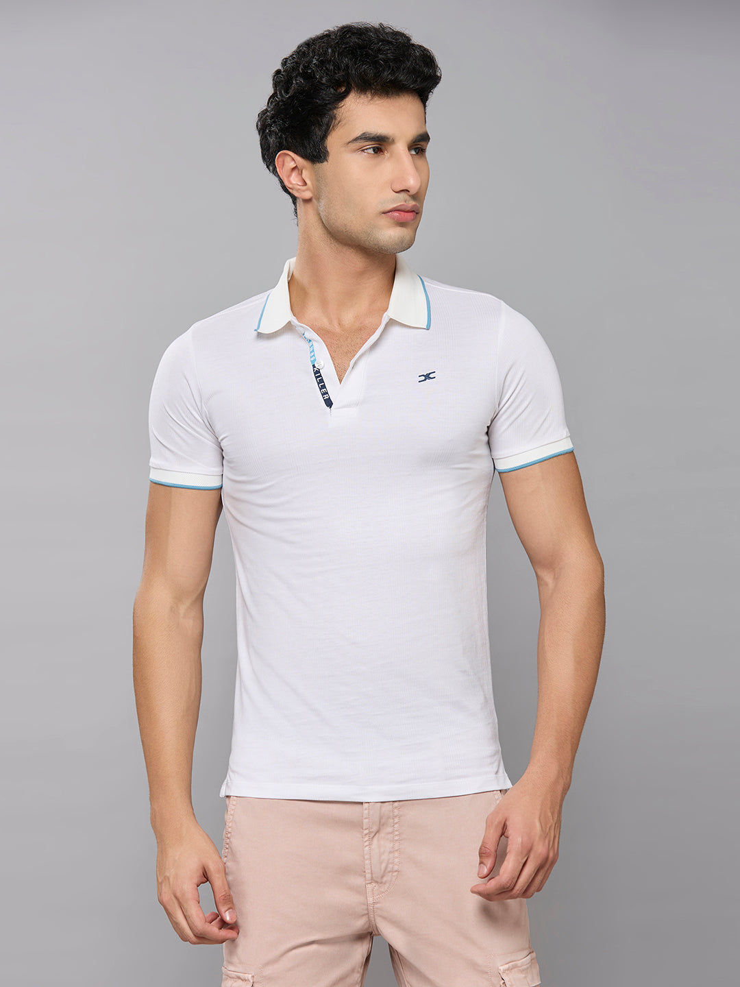 Men's White Printed Slim Fit T-Shirts