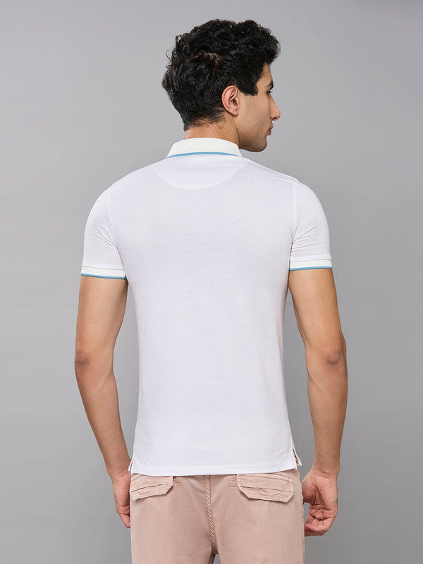 Men's White Printed Slim Fit T-Shirts