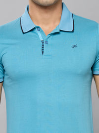 Men's Blue Printed Slim Fit T-Shirts