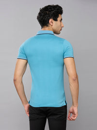 Men's Blue Printed Slim Fit T-Shirts