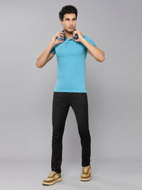 Men's Blue Printed Slim Fit T-Shirts