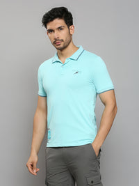 Men's Blue Printed Slim Fit T-Shirts