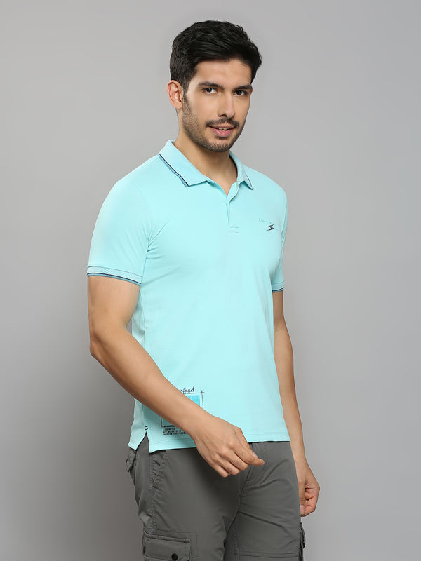 Men's Blue Printed Slim Fit T-Shirts