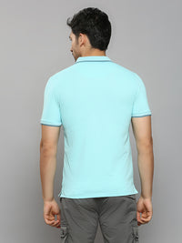 Men's Blue Printed Slim Fit T-Shirts