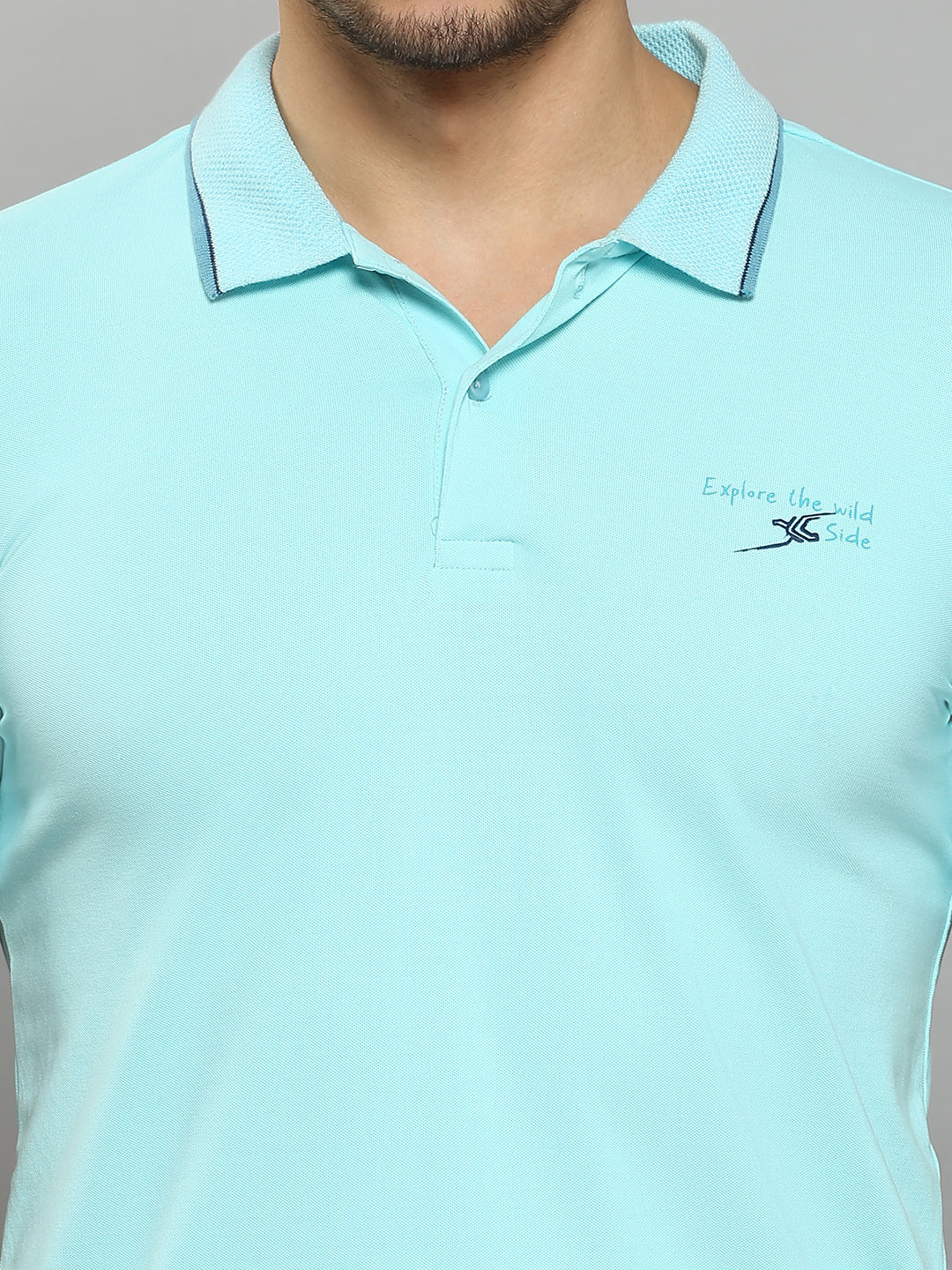 Men's Blue Printed Slim Fit T-Shirts