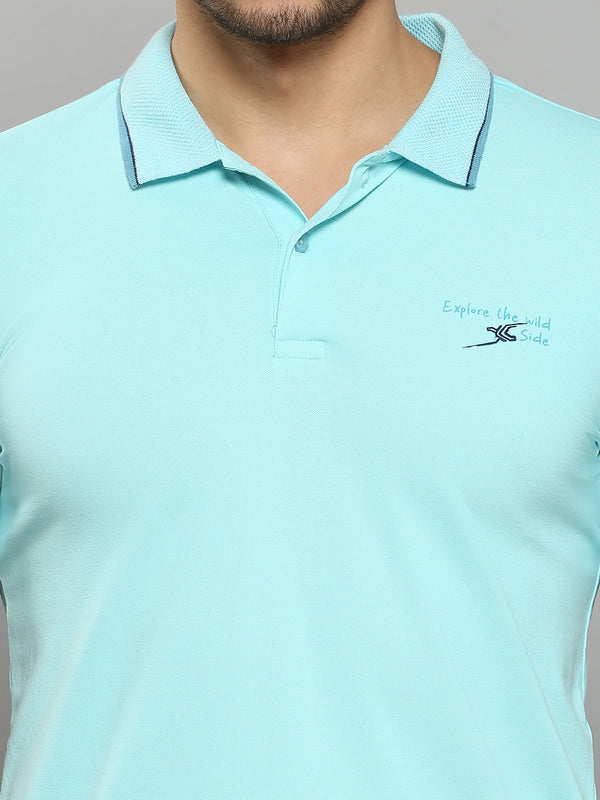 Men's Blue Printed Slim Fit T-Shirts
