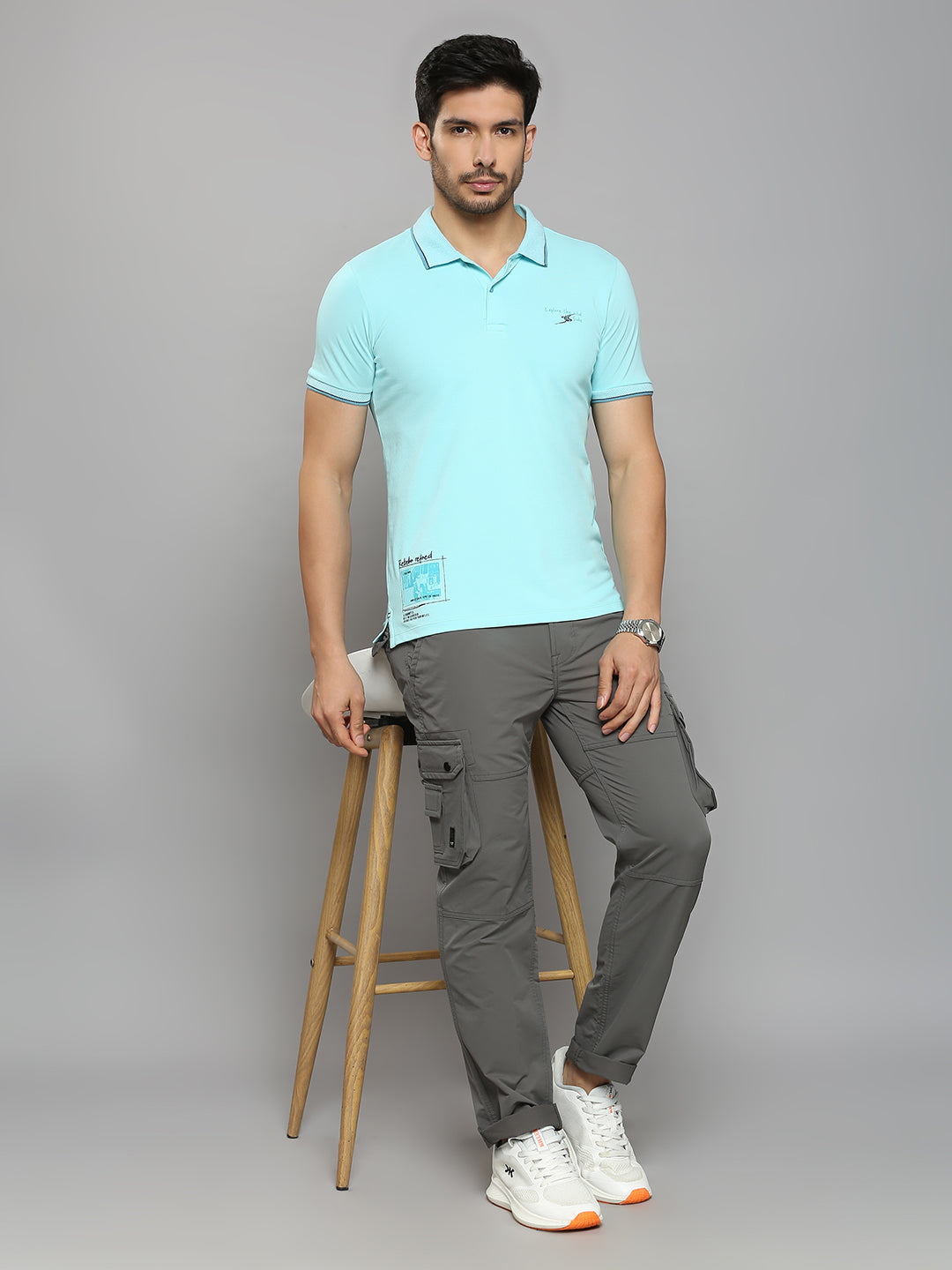 Men's Blue Printed Slim Fit T-Shirts