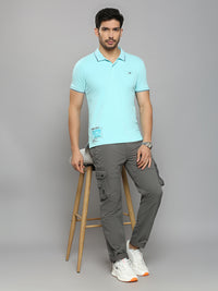 Men's Blue Printed Slim Fit T-Shirts