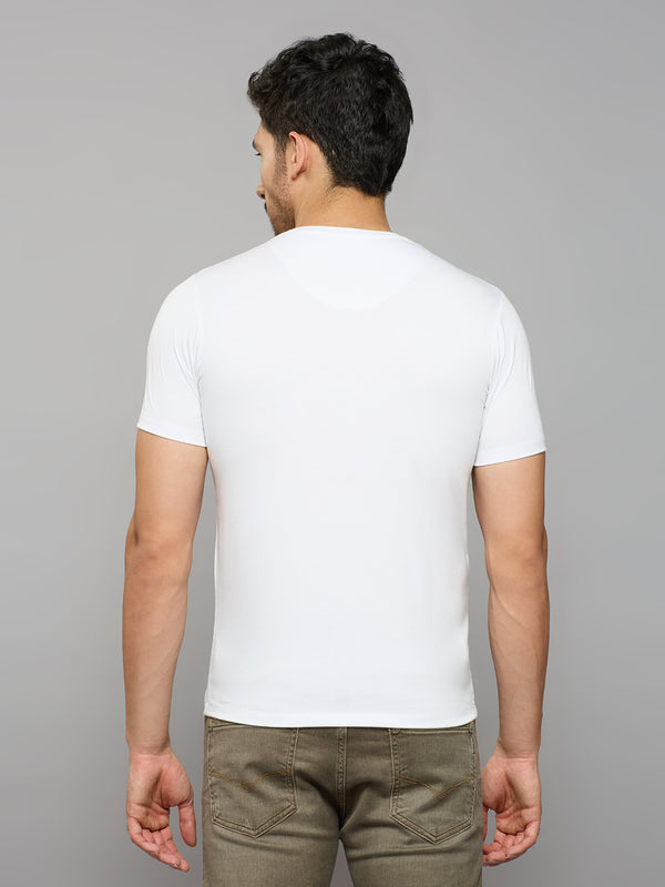 Men's White Printed Slim Fit T-Shirts