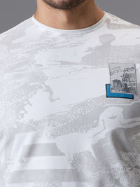 Men's White Printed Slim Fit T-Shirts