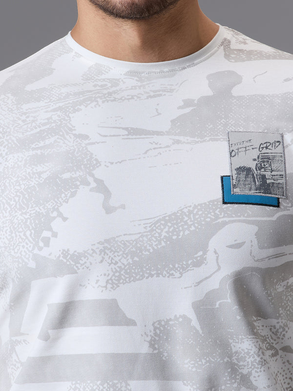 Men's White Printed Slim Fit T-Shirts