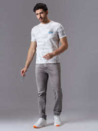 Men's White Printed Slim Fit T-Shirts