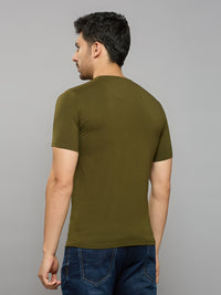 Men's Olive Printed Slim Fit T-Shirts