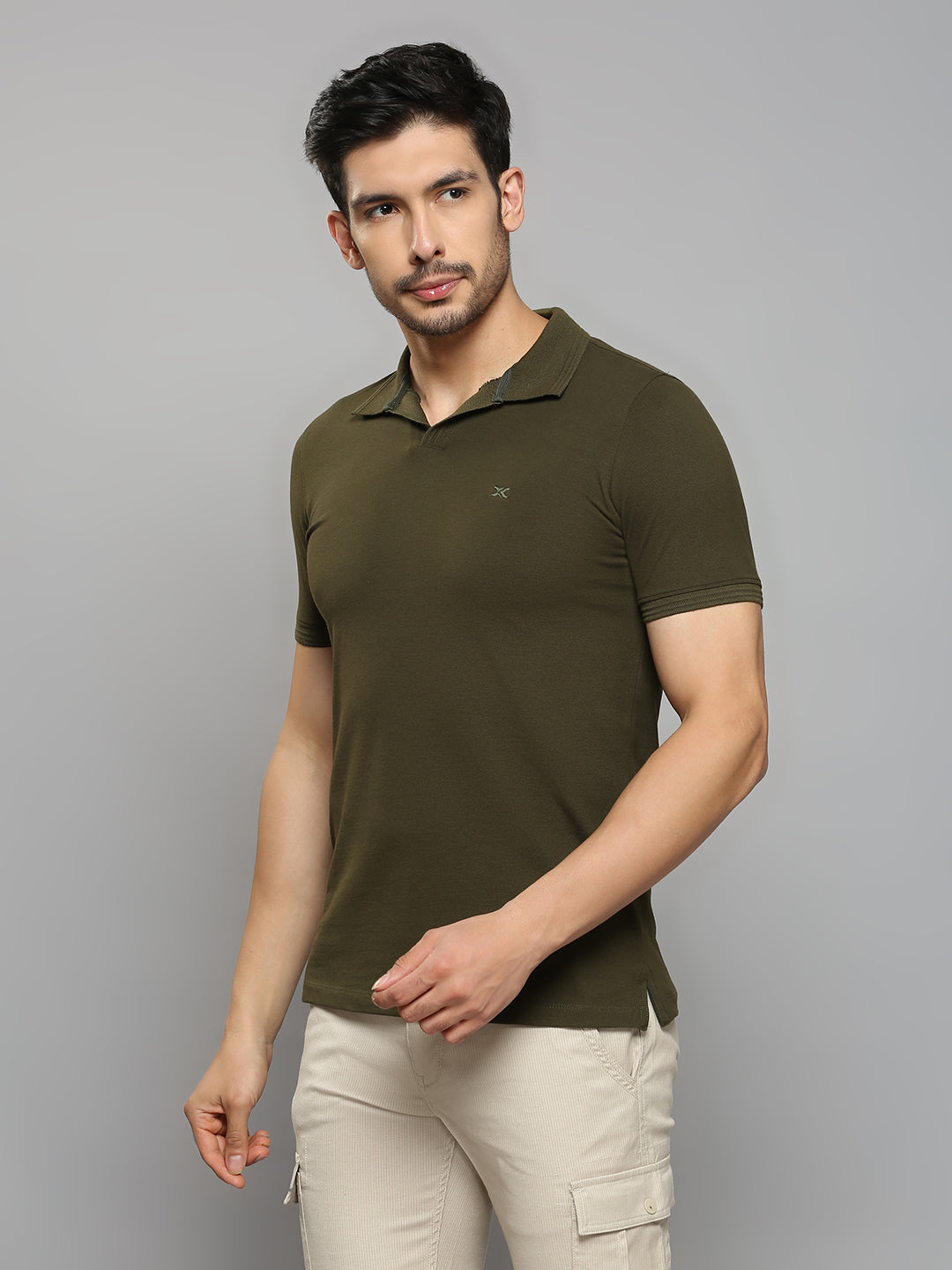 Men's Olive Printed Slim Fit T-Shirts