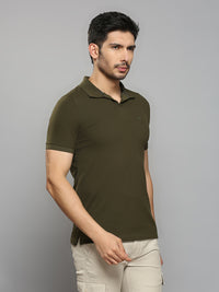 Men's Olive Printed Slim Fit T-Shirts