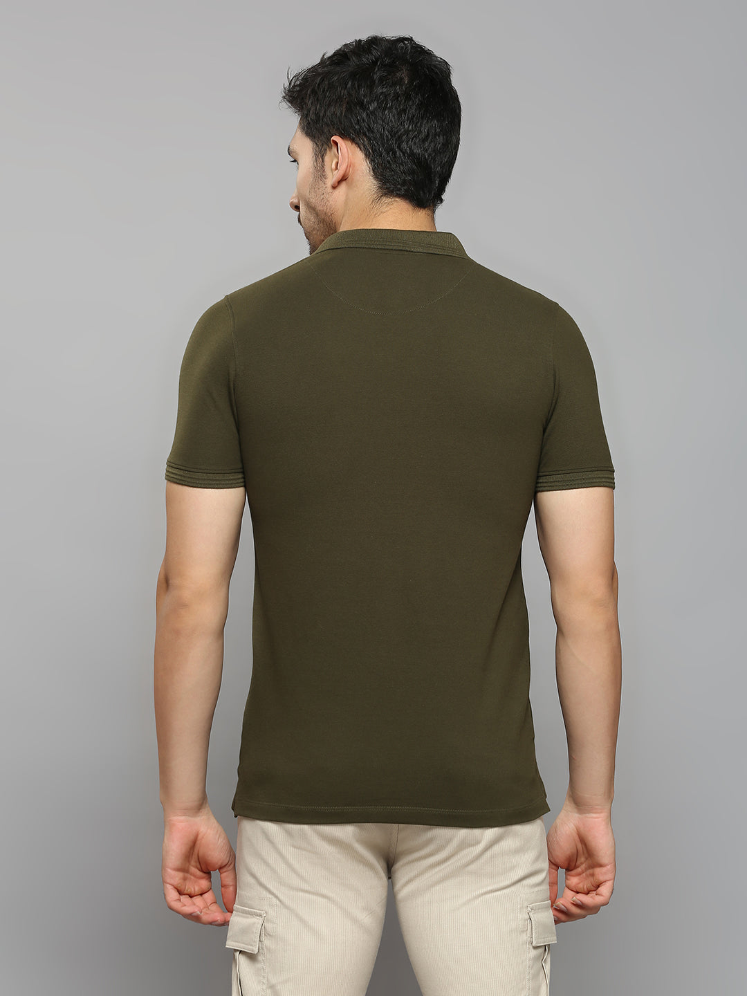 Men's Olive Printed Slim Fit T-Shirts